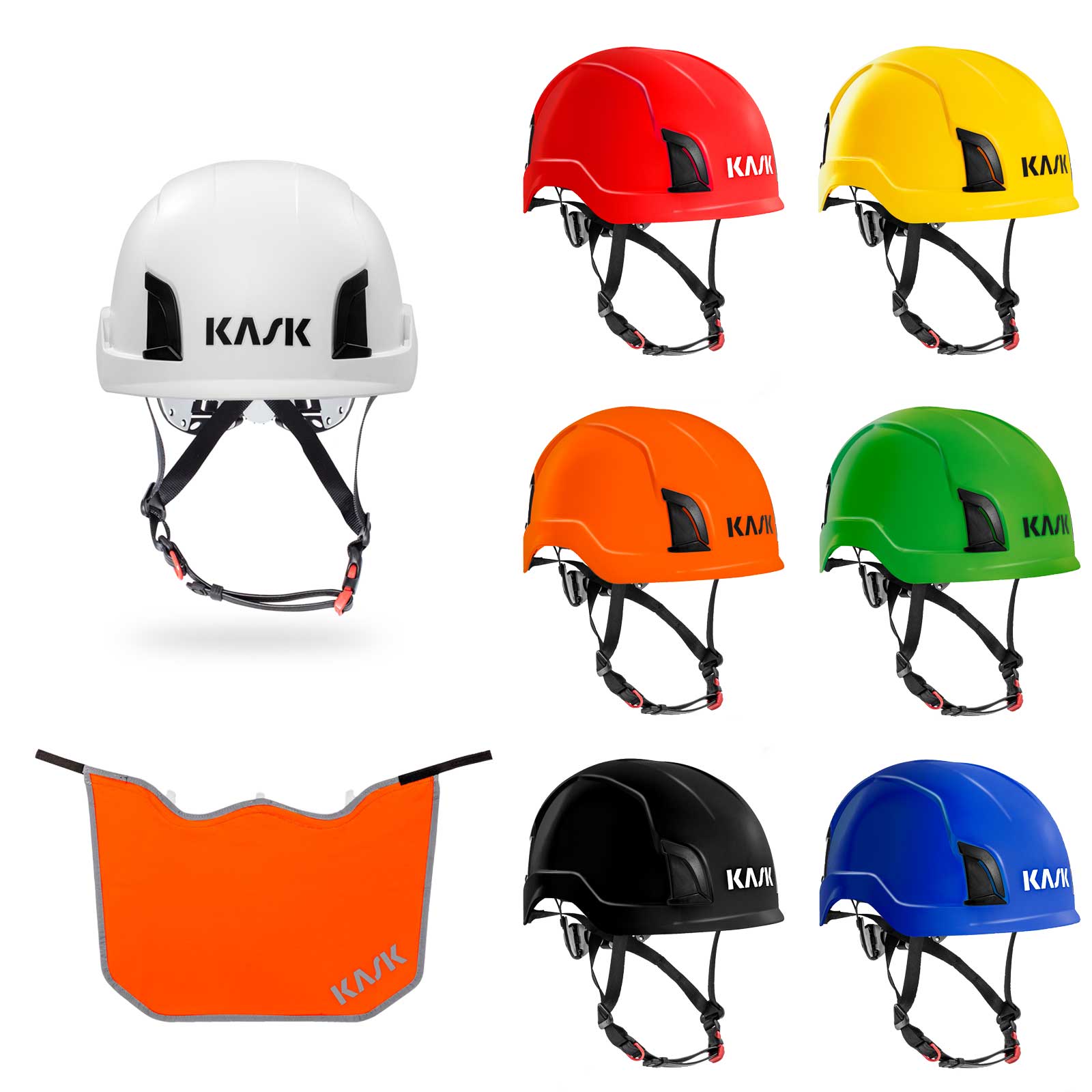 KASK Schutzhelm Zenith EN50365, EN397 + Nackenschutz orange mit BG Bau