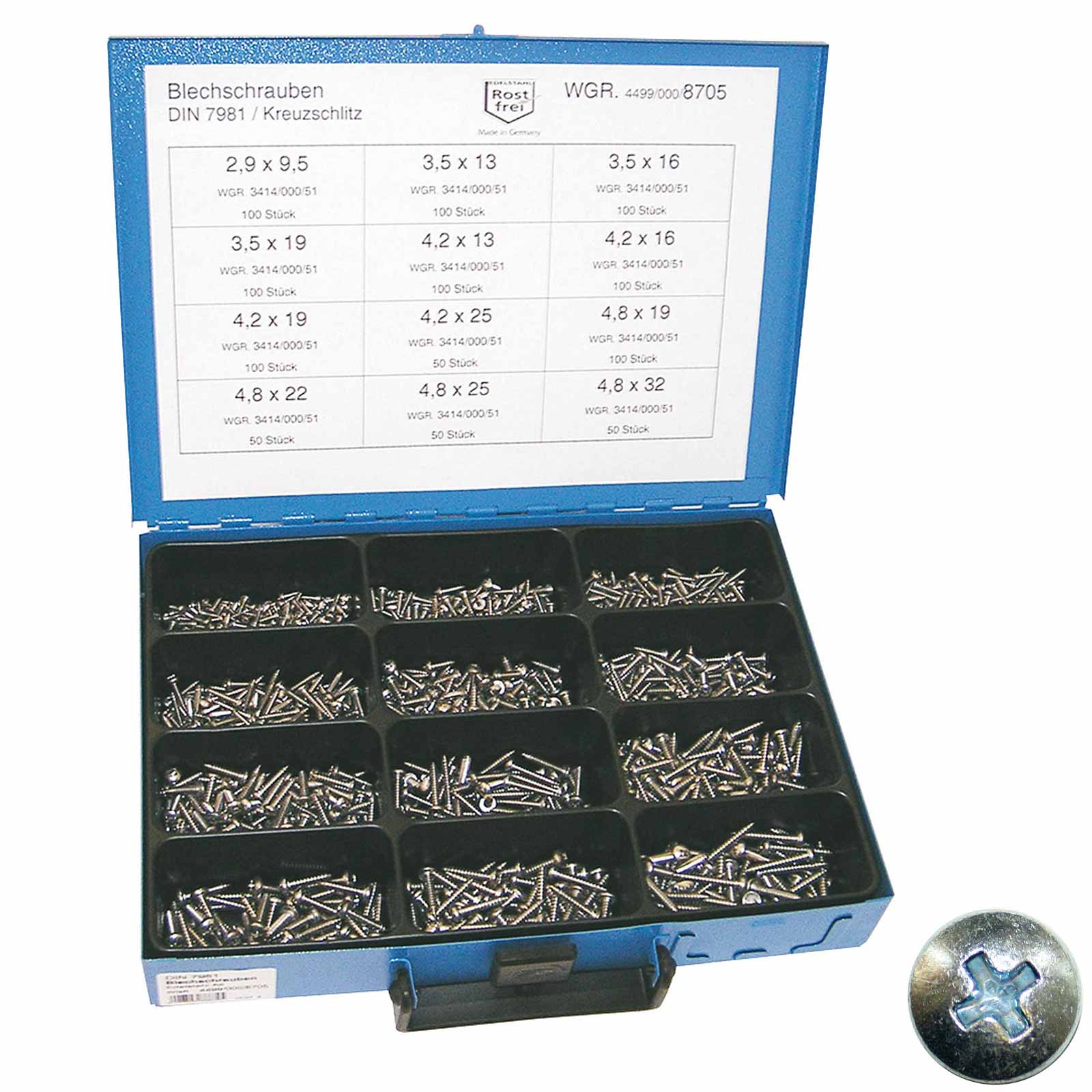 Blechschrauben 4,2 mm DIN 7981 Kreuzschlitz 4,2 x 6,5 bis 4,2 x 50 Edelstahl