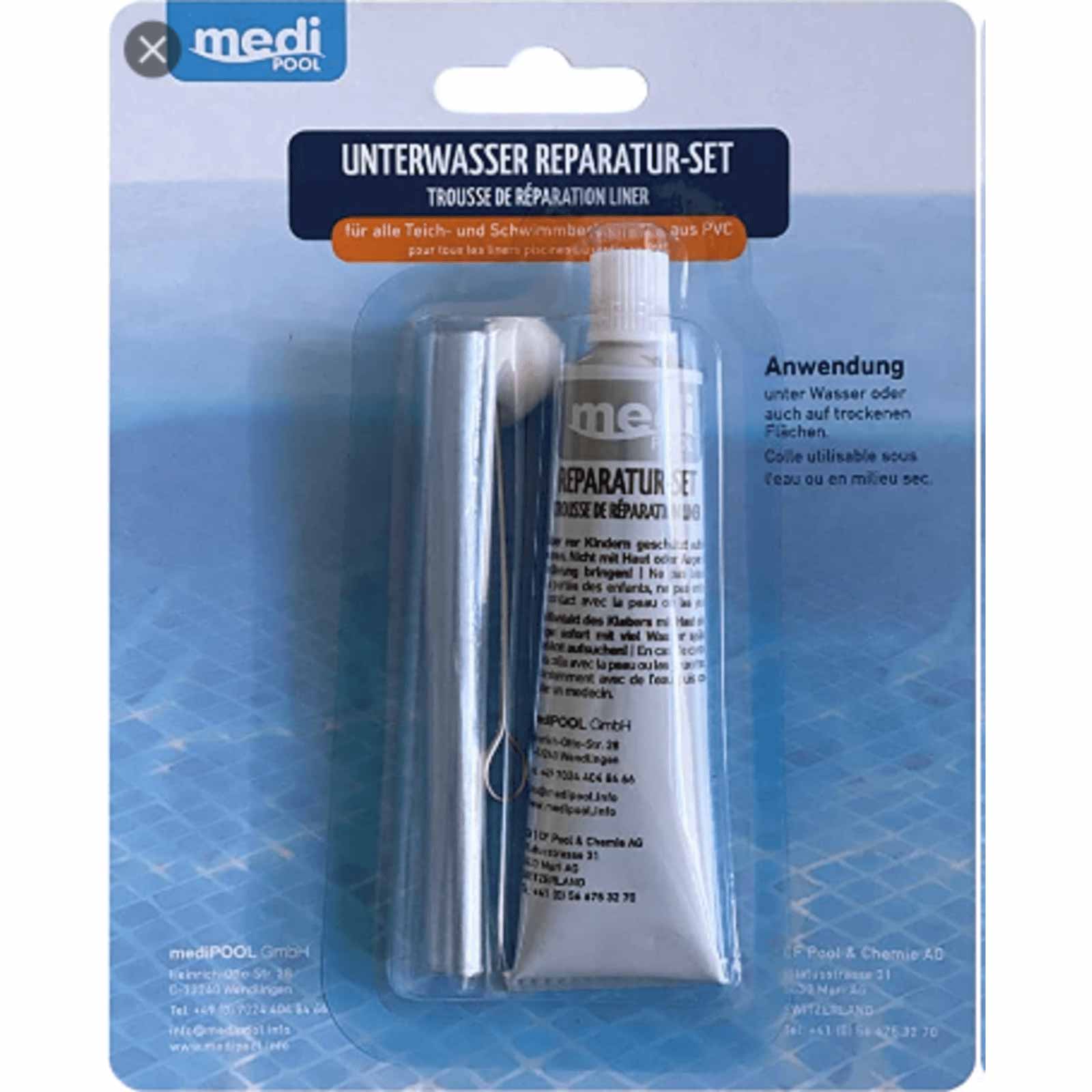 mediPOOL Unterwasser Reparatur Set, PVCFolie, Kleber, Für Pool und